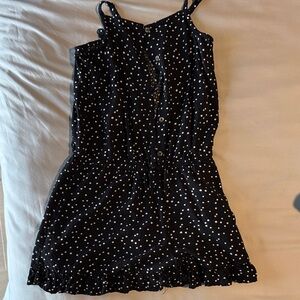 Black Polka Dot Girls Romper